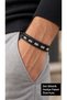 Derlonis Silverbeat Black Leather Men's Bracelet - Silver Tone Beaded Braided Design