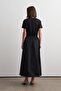 Pera Fabric Gathered Long Skirt Black - 6