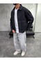 Buttoned Mega Pocket Black Denim Jacket - 4