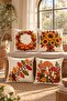 Sunflower Bouquet Throw Pillow – Embossed Punch Embroidered Appearance (Double Sided) - 2
