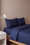 Elite Navy Blue Striped Satin Double Duvet Cover Set - 4 Pieces - 6