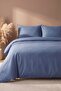 Elite Indigo Striped Satin Double Duvet Cover Set - 4 Pieces