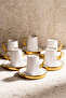 Çengelköy 6-Person Geometric Gilded Coffee Cup Set