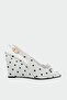 Grena Bow Detailed Polka Dot Women's Heeled Shoes - White