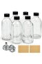 6 Pack, 4 oz Small Clear Glass Bottles with Lids & 2 Stainless Steel Funnels - 120ml Boston Rou