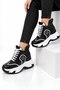 Women's Black and White Comfortable Fit Wedge Heel Sneakers High Sole [10] cm Height - 2