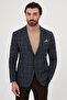 Plaid Slim Fit Mono Collar Wool Blend Men's Jacket Navy Blue - 41506.26K - 4