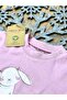 Baby Girl Rabbit Patterned Summer Short Sleeve Shorts Set - 3