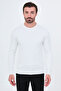 Ribbed Slim Fit Crew Neck Cotton Men's Knitwear Sweater Ecru - 11621.26K
