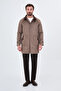 Textured Oversize Shirt Collar Hidden Button Side Pocket Wool Men's Coat Brown - 21344.26K - 3