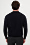 Plain Slim Fit High Crew Neck Cotton Men's Knitwear Sweater Navy Blue - 11600.26K - 4