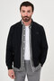 Straight Slim Fit Stand Collar Zippered Side Pocket Men's Coat Black - 39689.26K - 2