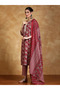 Red Paisley Printed Cotton Blend Straight Kurta Set - VRN1110 | Red-Size:2XL-44-Inches - 3