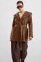 Torba Pocketed Hooded Short Coat Taba 3185