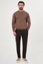 Ribbed Slim Fit High Crew Neck Cotton Men's Knitwear Sweater Milky Coffee - 11601.26K - 3