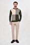 Square Patterned Slim Fit Crew Neck Cashmere Men's Knitwear Sweater Khaki - 11625.26K - 3
