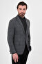 Plaid Slim Fit Mono Collar Wool Blend Men's Jacket Black - 41508.26K - 6