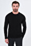 Straight Slim Fit Crew Neck Bi-Stretch Interlock Long Sleeve Men's T-Shirt Black - 36903.26K
