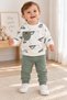 Baby Boy Car Patterned Long Sleeve Top and Bottom Set with Pockets, 2-Piece Set, 6-9-12-18 Months - 2