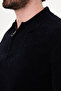 Plain Slim Fit Polo Collar Zippered Chenille Men's Knitwear Sweater Navy Blue - 11603.26K - 2