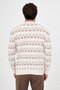 Checkered Slim Fit Crew Neck Chenille Men's Knitwear Sweater Ecru - 11609.26K - 4