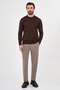 Ribbed Slim Fit Crew Neck Cotton Men's Knitwear Sweater Brown - 11621.26K - 3