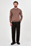 Plain Slim Fit High Crew Neck Cotton Men's Knitwear Sweater Milky Coffee - 11600.26K - 3