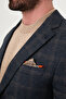Plaid Slim Fit Mono Collar Wool Blend Men's Jacket Navy Blue - 41506.26K - 2