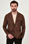 Textured Slim Fit Shirt Collar Buttoned Napa Men's Coat Brown - 39684.26K - 6