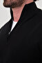 Plain Slim Fit Stand Collar Zippered Cotton Men's Knitwear Sweater Black - 11607.26K - 2