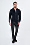 Plain Slim Fit Shirt Collar Zippered Cotton Men's Knitwear Cardigan Navy Blue - 11252.26K - 3