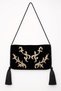 Special Design Velvet Shoulder Bag with Embroidery, Beads and Sequin Embellishments, Cord and Tassel Details