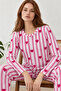 Women's Heart-Shaped Comfortable Fit Two-Piece Pink Pajama Set 4768 - 4