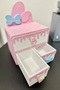 Pink Bow Themed 2-Tier 3-Drawer Multi-Purpose Kids Room Organizer - 4