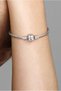 Snake Chain Charm Bracelet with Pan Written Cylinder Clip – Silver Color Tarnish-Resistant Steel Bracelet