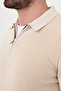 Ribbed Slim Fit Polo Collar Zippered Men's Cotton Knit Sweater Beige - 11602.26K - 2