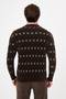 Checkered Slim Fit Crew Neck Chenille Men's Knitwear Sweater Brown - 11609.26K - 4