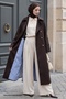 High Collar Lined Bitter Brown Trench Coat - 4