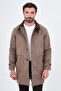 Textured Oversize Shirt Collar Hidden Button Side Pocket Wool Men's Coat Brown - 21344.26K