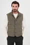 Textured Slim Fit Stand Collar Buttoned Wool Blend Men's Vest Khaki - 40965.26K