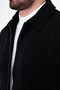 Ribbed Slim Fit Shirt Collar Zippered Velvet Men's Coat Black - 39700.26K - 2