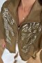 Beaded Lace Lined Zipper Jacket Per9773 - 5