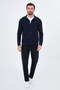 Plain Slim Fit Shirt Collar Buttoned Side Pockets Cotton Men's Knitwear Cardigan Navy Blue - 11251.26K - 3