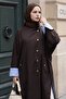 High Collar Lined Bitter Brown Trench Coat - 3
