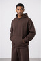 Men's Basic Oversize Hoodie Brown - 2