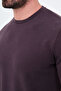 Straight Slim Fit Crew Neck Bi-Stretch Interlock Long Sleeve Men's T-Shirt Burgundy - 36903.26K - 2