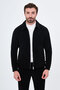 Ribbed Slim Fit Shirt Collar Zippered Velvet Men's Coat Black - 39700.26K - 5