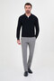 Ribbed Slim Fit Polo Collar Zippered Men's Cotton Knit Sweater Navy Blue - 11602.26K - 3