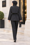 High-Collar Belted Trench Coat-Black - 6
