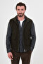 Plain Slim Fit Stand Collar Double Zipper Wool Blend Men's Vest Khaki - 40966.26K - 5